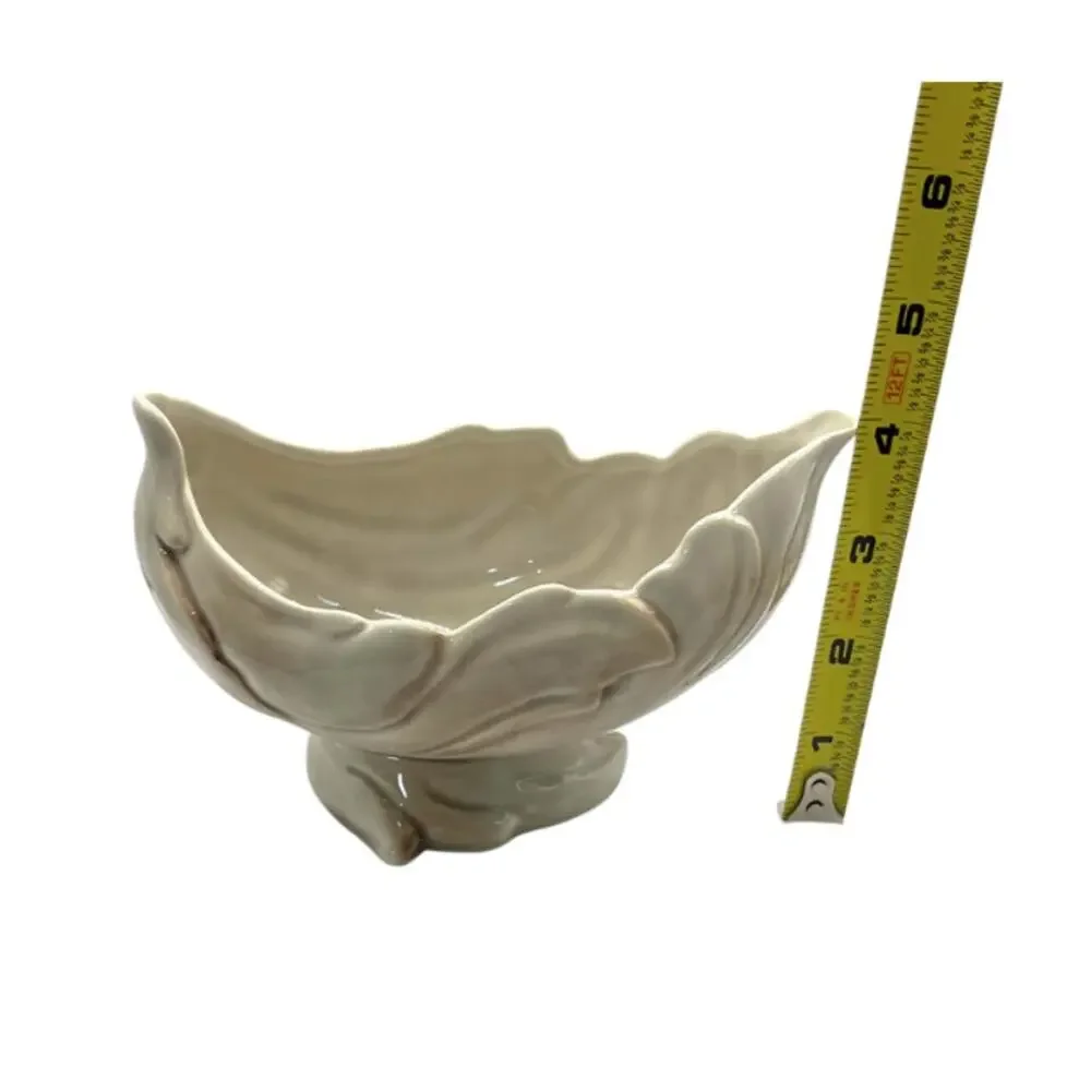 Roselane Pottery Vintage Mid Century Ceramic Leaf Planter Footed Bowl